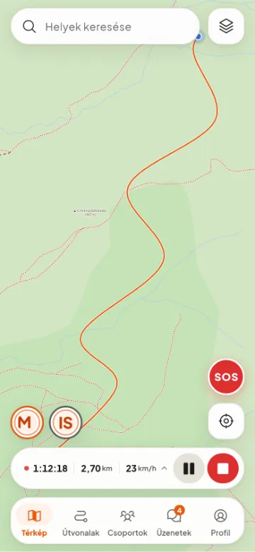 Túra rögzítése: idő, távolság és sebesség