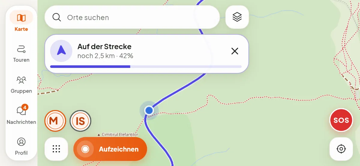 Navigation mit dem Handy im Querformat