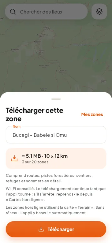 Téléchargement d’une zone de carte pour l’utiliser sans réseau