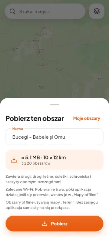Pobieranie obszaru mapy do użycia bez zasięgu