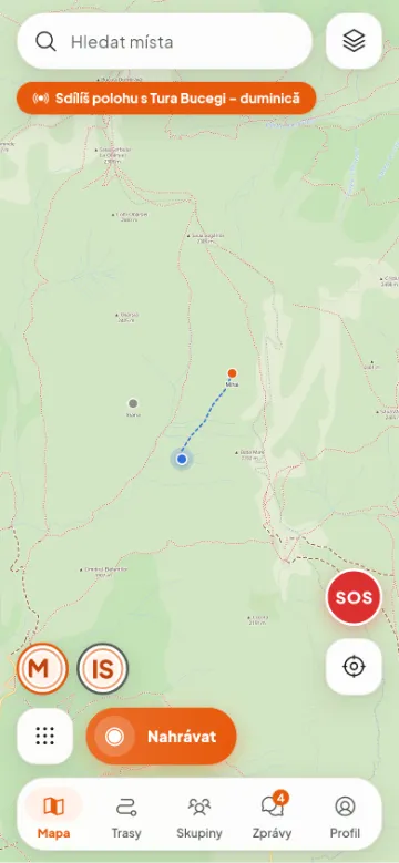 Přátelé na mapě v reálném čase