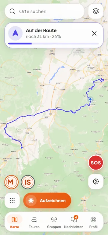 Unterwegs auf der Route: noch 31 km bis Bran