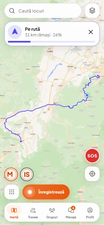 Navigare pe rută: 31 km rămași până la Bran