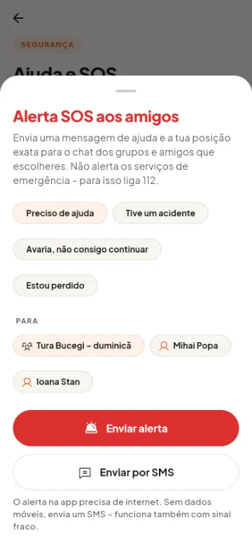 Alerta SOS para amigos e grupos